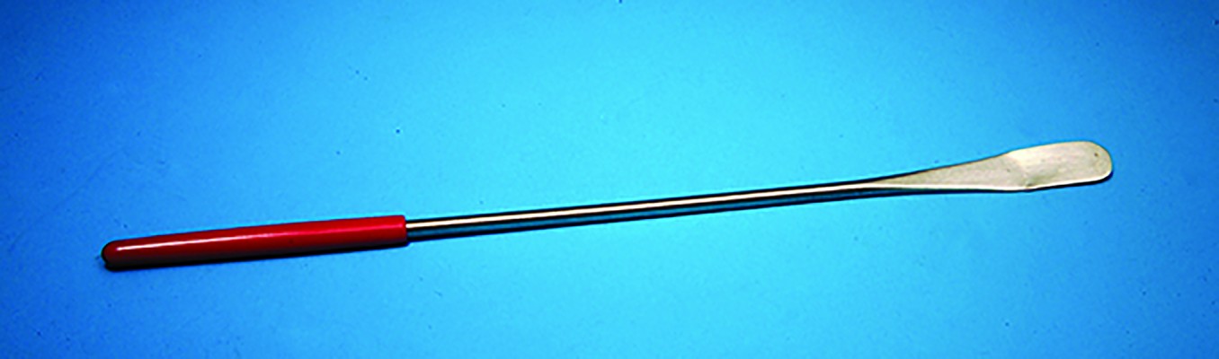 MICRO SPOON, STAINLESS STEEL, W/ PLASTIC HANDLE, 16.5 CM LONG
